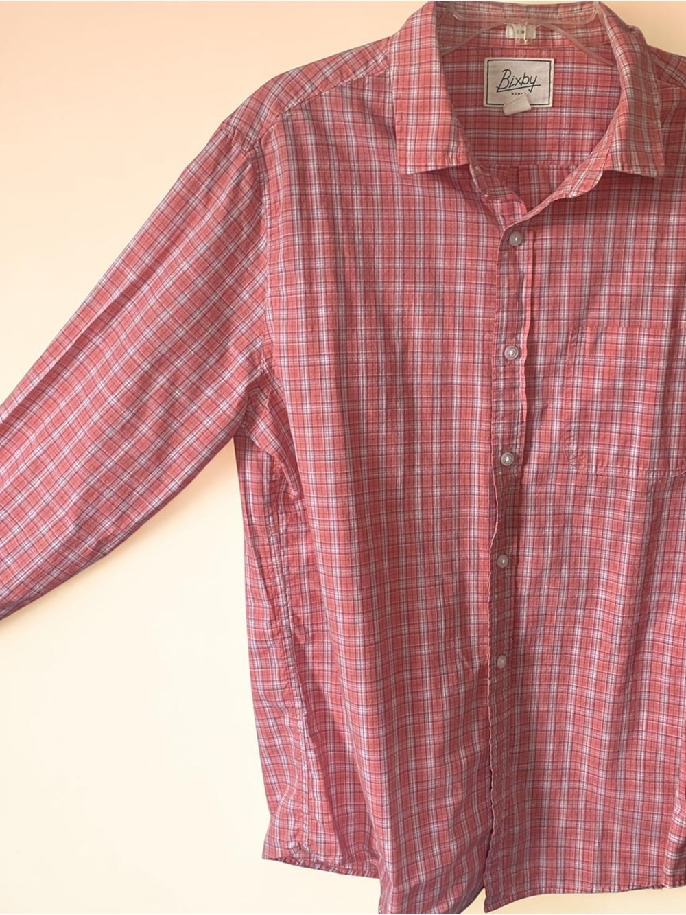 Bixby Nomad Slim Red Plaid Button-Down Shirt - Men's Large